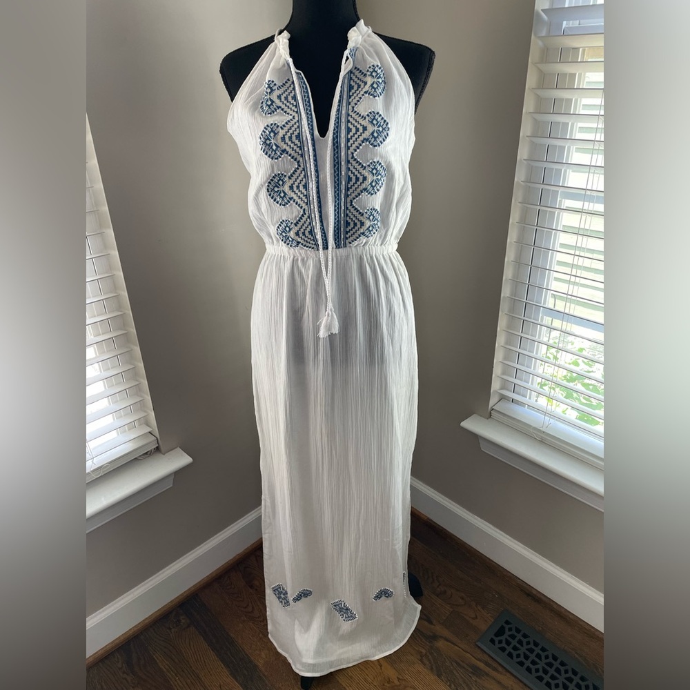 Madewell White Dress with Blue Details